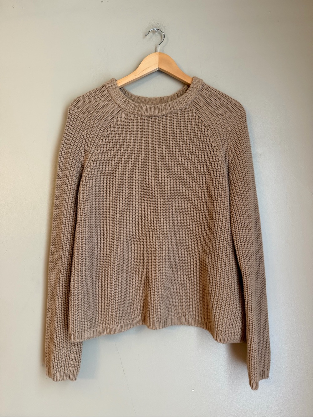 Quince 100% Organic Cotton Fisherman Crew  Sweater Camel Brown Women’s Size Med